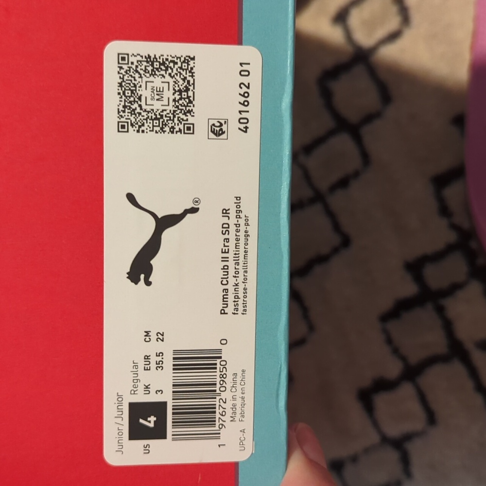 NIB Pink And Red Suede Puma Sneakers Size 4 - Picture 5 of 5